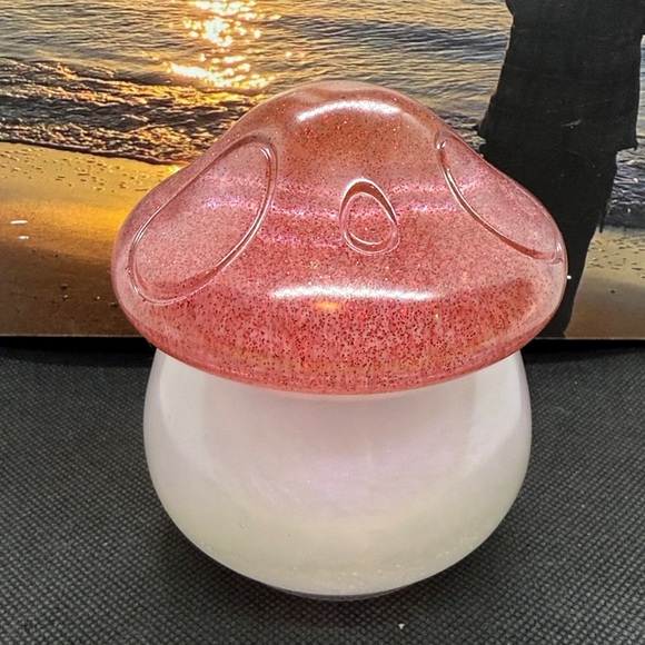 Handmade Other - Elegant Pink and White Resin Mushroom Accent